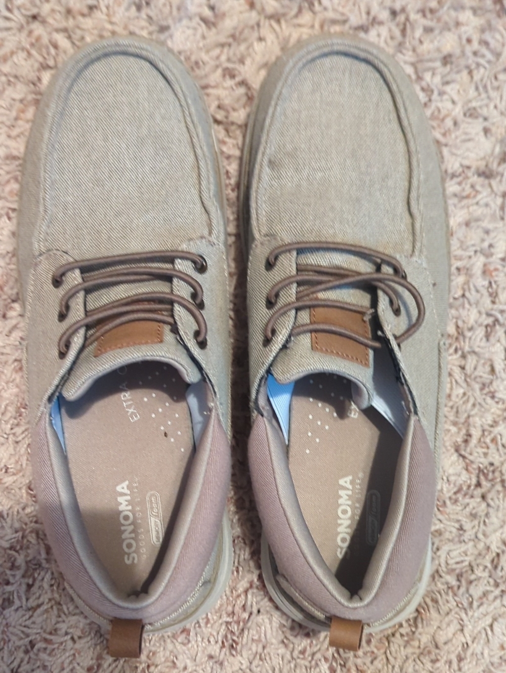 Sonoma Men’s Canvas Boat Shoes in Taupe and Brown